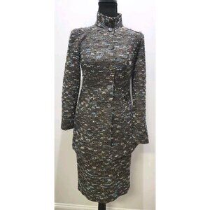 Carlisle 2pc Skirt Suit Set Black Aqua Beige Tweed Size Jacket 0 Skirt 4 NICE